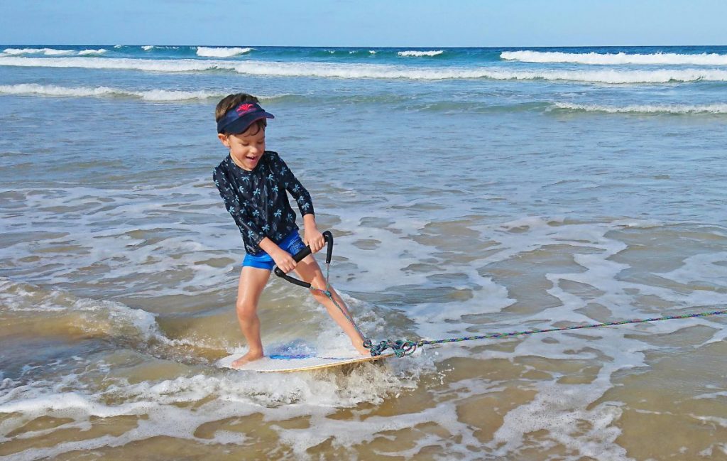 Surfing on a Tow Skim board