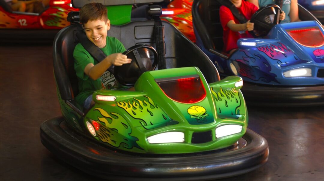 Fun on the dodgem cars at Aussie World.