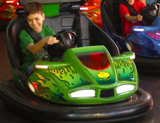 Fun on the dodgem cars at Aussie World.